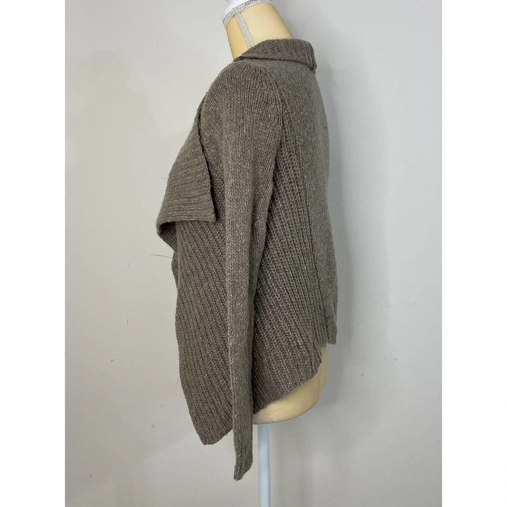 Lauren Ralph Lauren Wool Alpaca Blend Cardigan Size XS Brown Drape Front - Picture 6 of 10